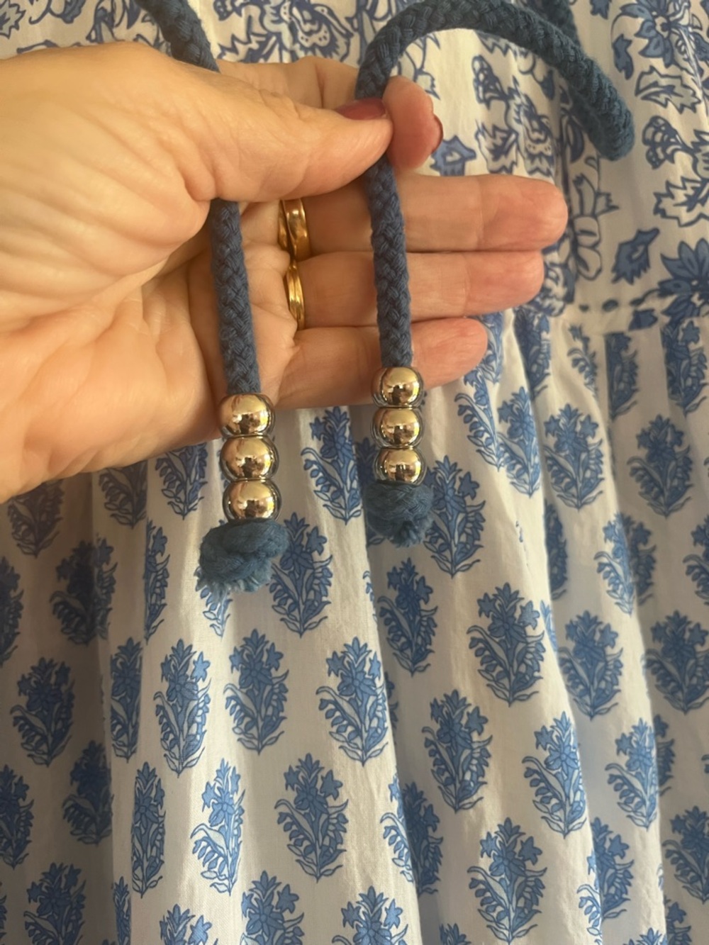 Calypso St. Barth Blue and White Floral Tiered Fully Lined Maxi Dress NWOT - Picture 3 of 11
